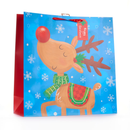 Gift Bag Reindeer Blue Giant Square 12pk