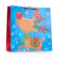 Gift Bag Reindeer Blue Giant Square 12pk
