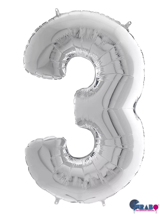 Grabo Foil Balloon Silver 26" Number 3