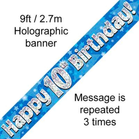 Oaktree Banner Age 10 Blue Holographic 9ft