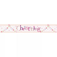 Colorful 9ft Christening foil banner bunting by Unique, featuring vibrant designs perfect for celebrating a special christening event.