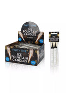 Silver Ice Fountain party candles, 12cm tall, set of 24, by Henbrandt, with sleek metallic finish for festive celebrations.