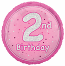 Unique Foil Balloon Pink Glitz Age 2 18"