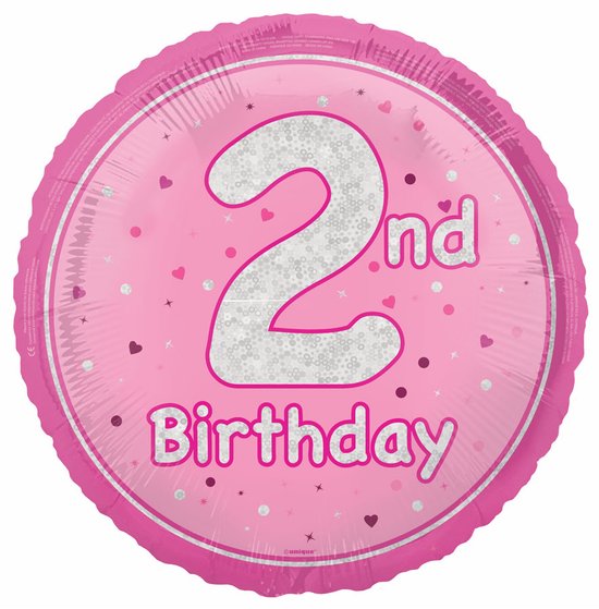 Unique Foil Balloon Pink Glitz Age 2 18"