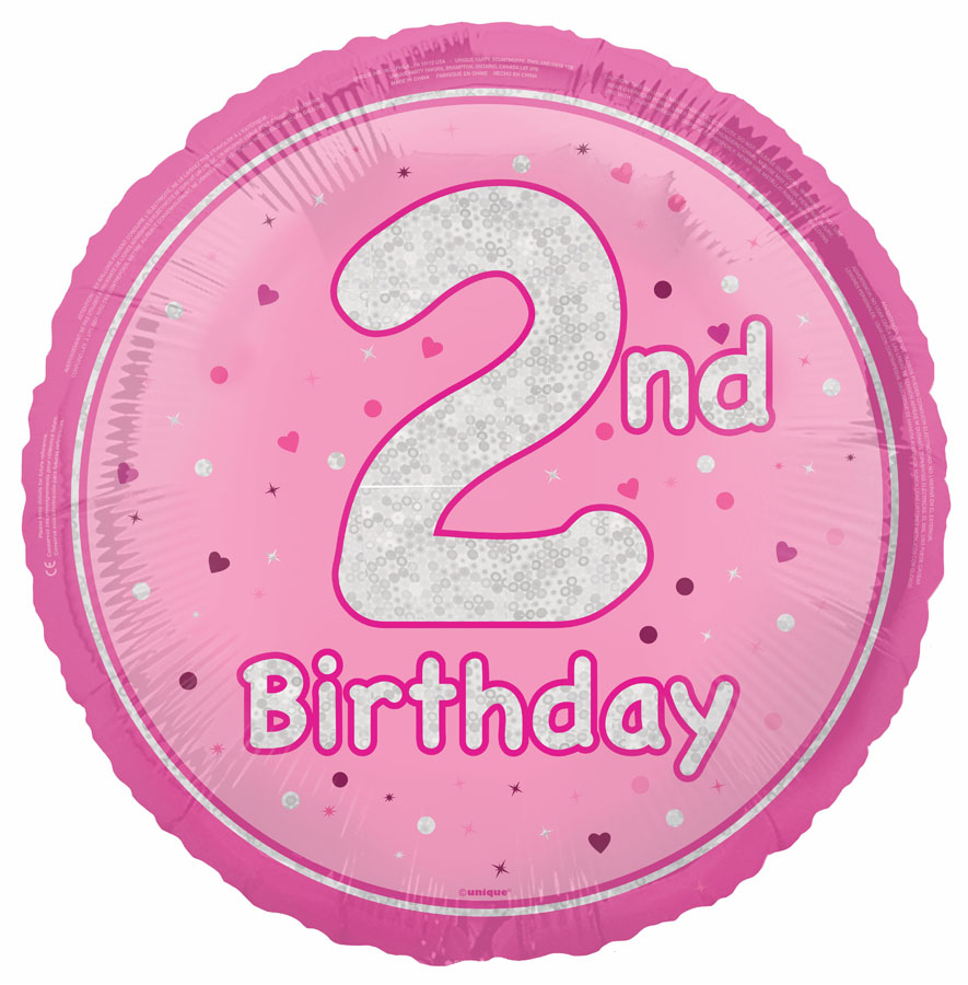 Unique Foil Balloon Pink Glitz Age 2 18"