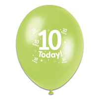 6 x 8pk Latex Balloons Birthday Age 10