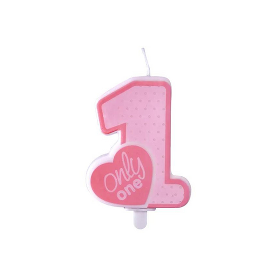 PartyDeco Party Candle Only One Pink