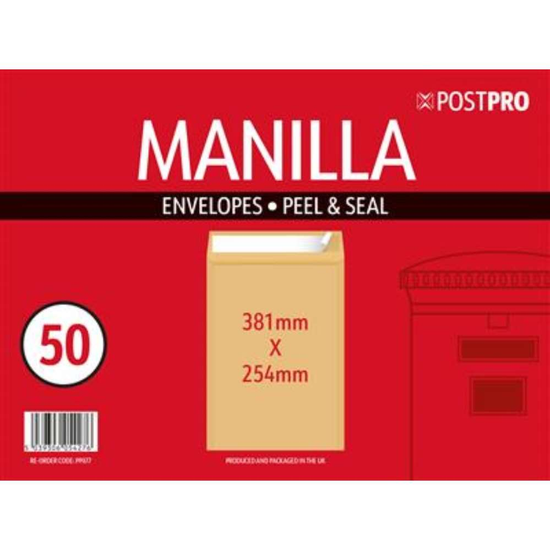 50pk Redfield Envelopes 254x381mm Manilla