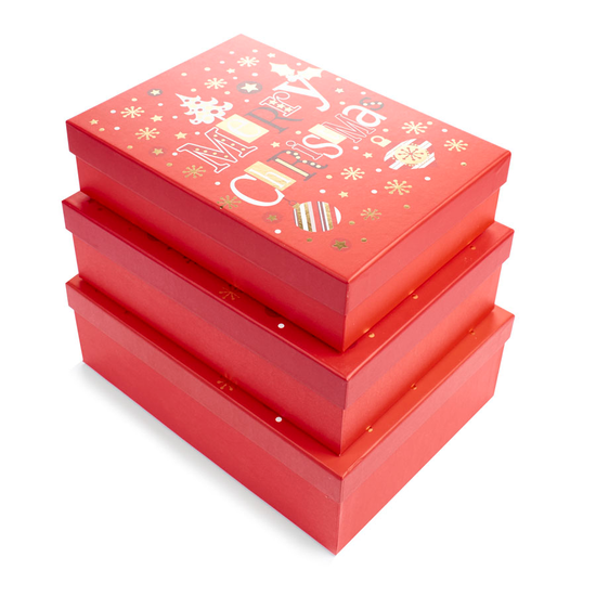 Tulip Set of 3 Gift Boxes Xmas Text Medium