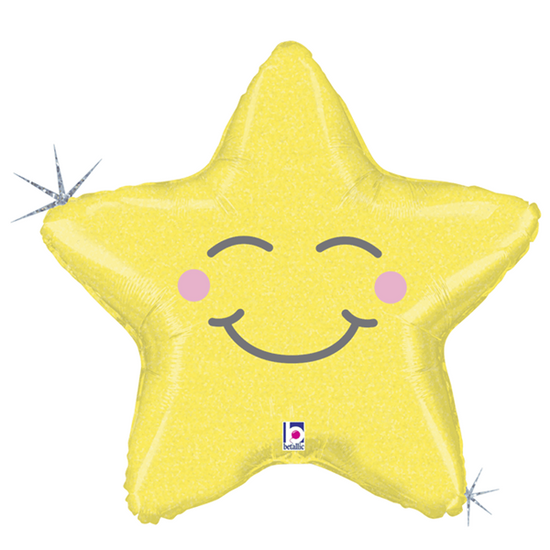 Smiling Yellow Star 26" Foil Balloon