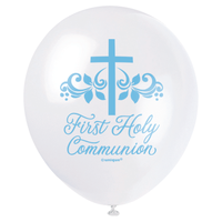Unique Communion Blue 12" Latex Balloons 8pk