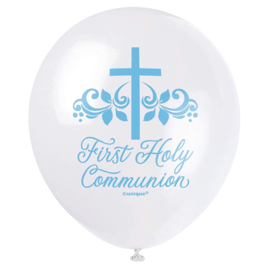 Unique Communion Blue 12" Latex Balloons 8pk