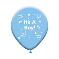 Eight blue latex balloons with "Birth Boy" printed, ideal for baby shower decorations, by Giftzone.