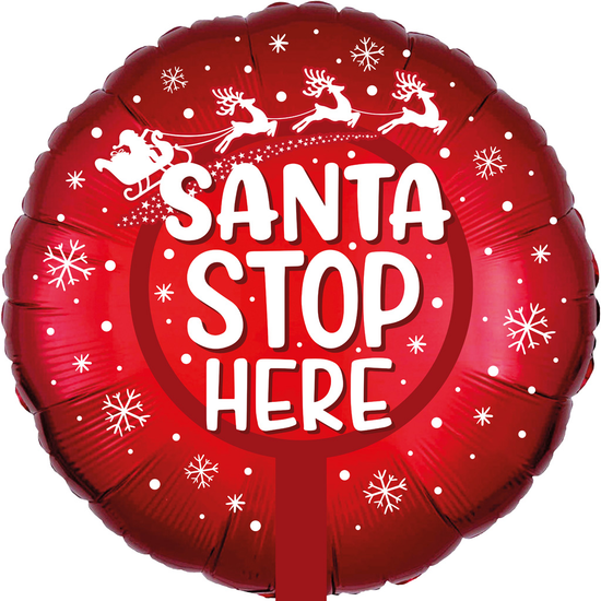 Foil Balloon 18" Santa Stop Here Text