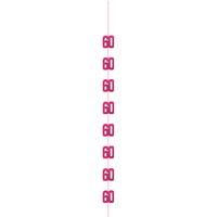 Pink 5ft hanging decor with glitter "Age 60" for party decorations, by Unique, ideal for milestone celebrations.