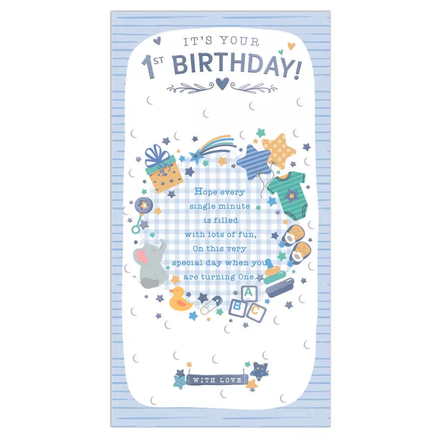Set of six Prelude birthday cards featuring age 1 designs, perfect for celebrating a first birthday with colorful and festive artwork.