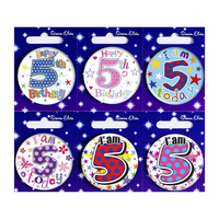 Age 5 Mix Small Badges 55mm 6pk