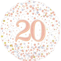 Oaktree Fizz Age 20 Rose Gold 18" Foil Balloon
