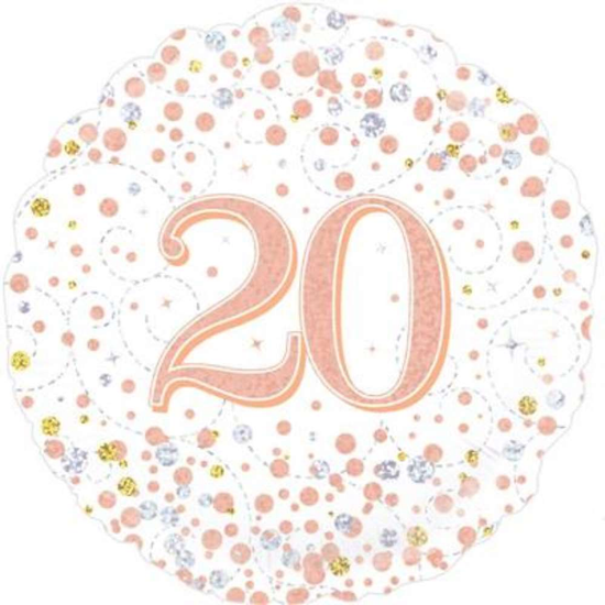 Oaktree Fizz Age 20 Rose Gold 18" Foil Balloon