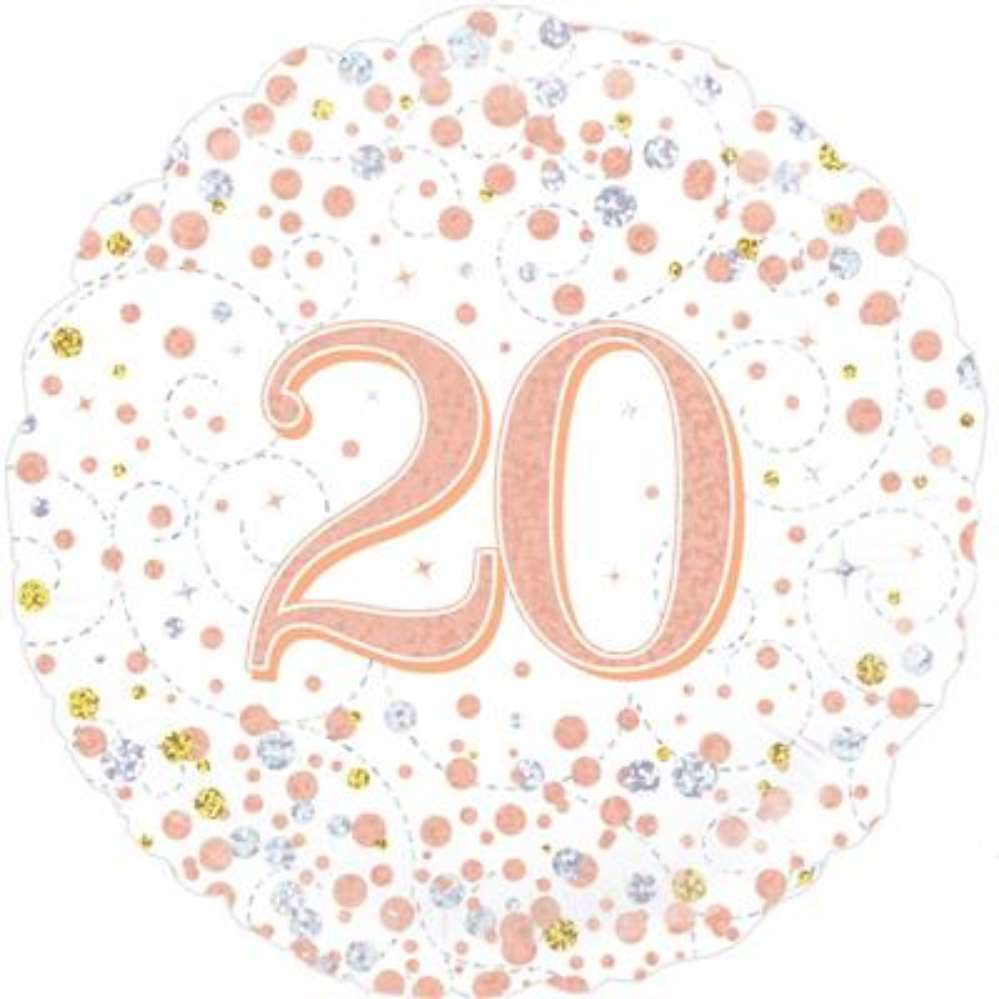 Oaktree Fizz Age 20 Rose Gold 18" Foil Balloon