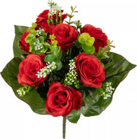 Eleganza Rose & Eucalyptus Bush Red 35cm