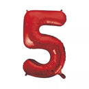 Unique Foil Balloon Red 34" Number 5