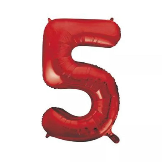 Unique Foil Balloon Red 34" Number 5