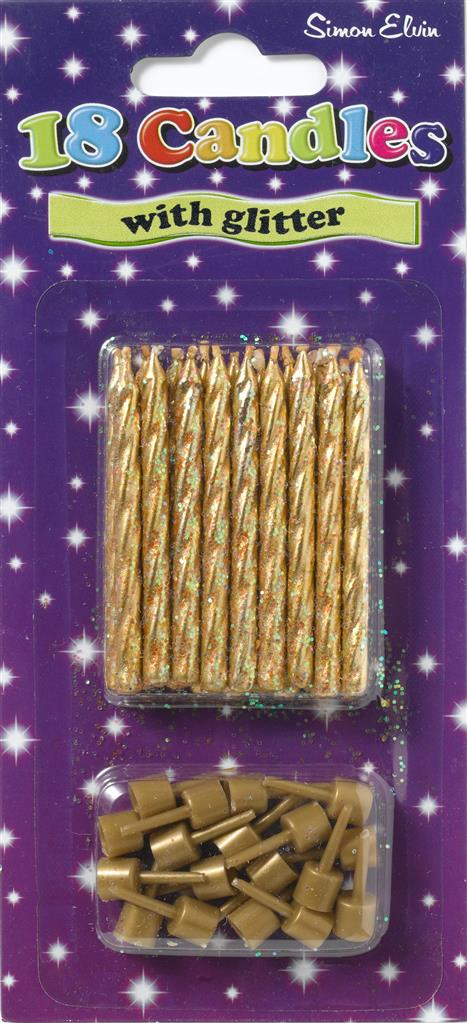 Simon Elvin 6 Pack Party Candle Gold Glitter
