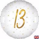 Oaktree Sparkle White Age 13 18" Foil Balloon