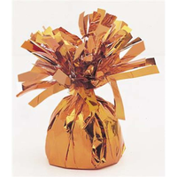 Orange 6oz Unique Tassel Balloon Weight with decorative tassel design, used to secure balloons at parties and events.