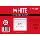 Post Pro Self Seal Envelopes C6 114x162mm 50pk