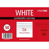 Post Pro Self Seal Envelopes C6 114x162mm 50pk