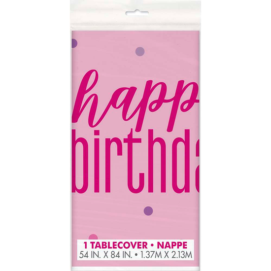 Unique Tablecover Pink Glitz Birthday 54" x 84
