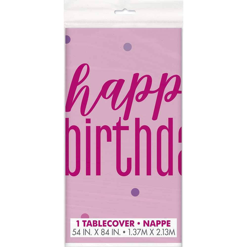 Unique Tablecover Pink Glitz Birthday 54" x 84