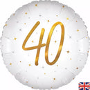 Oaktree Sparkle White Age 40 18" Foil Balloon