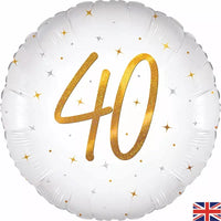 Oaktree Sparkle White Age 40 18" Foil Balloon