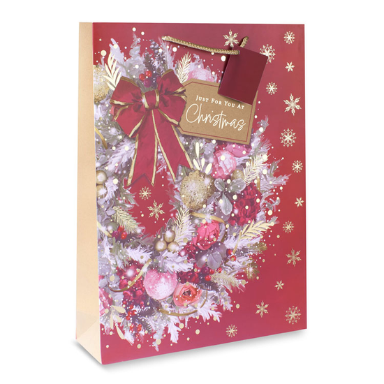 12pk Large Portrait Gift Bags Wreath