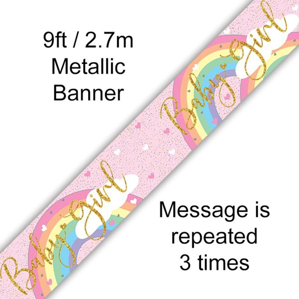 Oaktree Banner Baby Girl Pastel Rainbow 9ft