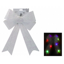 Giant Light Up White Tinsel Bow