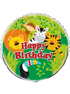 Unique Birthday Jungle Animal 18" Foil Balloon