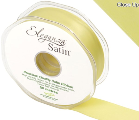 Eleganza Satin Ribbon Pale Yellow 25mm x 20m