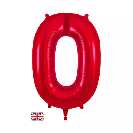Oaktree Foil Balloon Red 34" Number 0