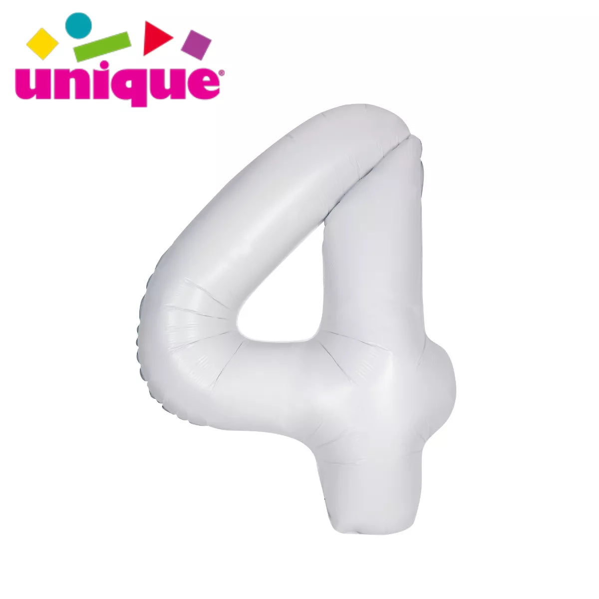 Unique Foil Balloon Matte White 34" Number 4