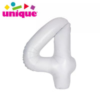 Unique Foil Balloon Matte White 34" Number 4