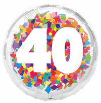 Unique Foil Balloon Bright Confetti Age 40 18"