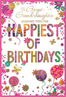 Simon Elvin C50 birthday greeting cards set for great-granddaughter, featuring colorful designs in a 6-pack.