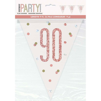 Unique Flag Banner Rose Gold Glitz Age 90 9ft