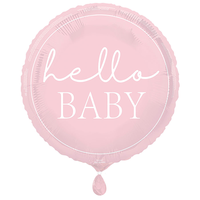Unique Foil Balloon Hello Baby Pink 18"