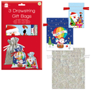 Drawstring Gift Bag Christmas Assorted 3pk