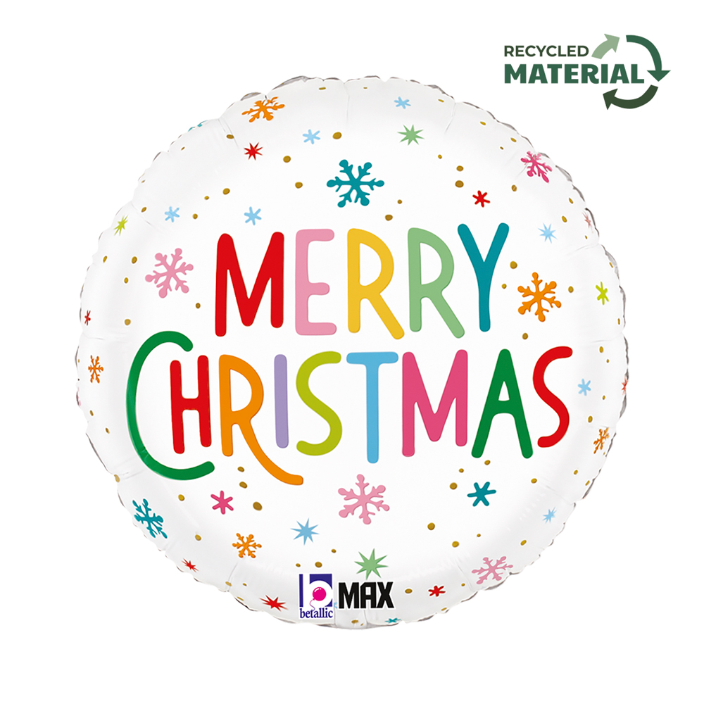 Foil Blln 18in Rnd Xmas Colorf Snowflakes